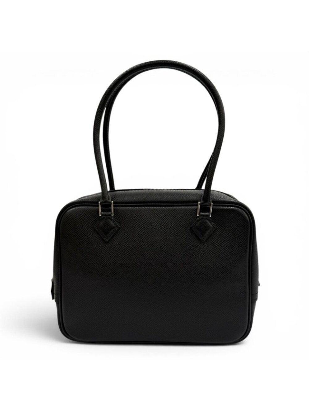 Hermes Plume Mini 20 Black Veau Epsom Silver Logo Zip Handbag - Picture 2 of 11